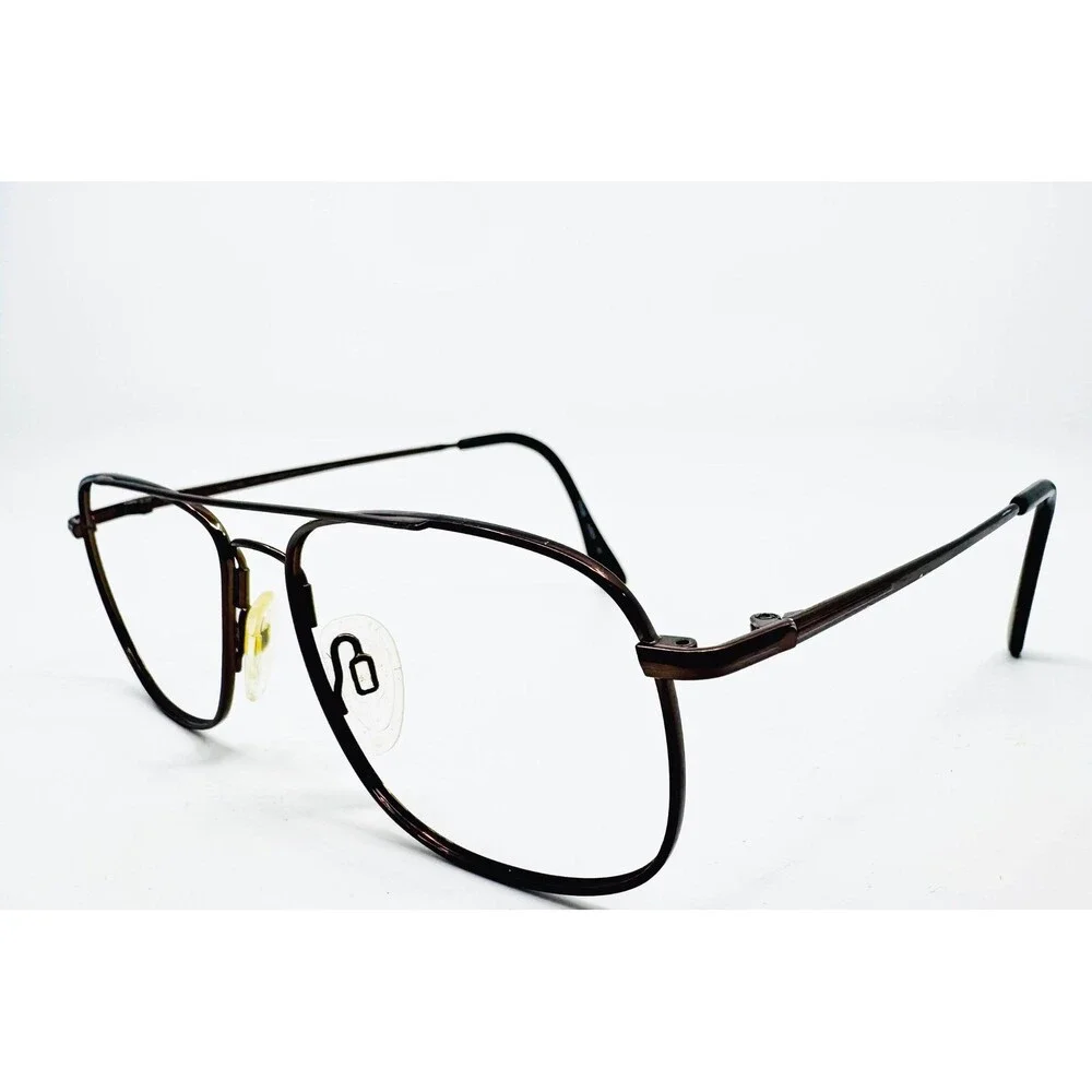 Marchon Autoflex 44 Flexon Eyeglasses Mens Brown Aviator Double Bridge 55-16-140